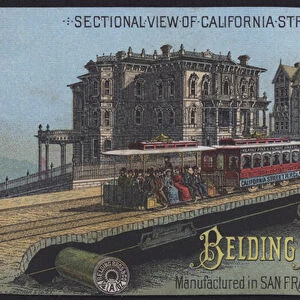 California Street Cable Cars, Belding Bros Silk (colour litho)