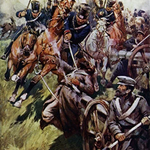 The Charge of the Light Brigade at Balaklava (colour litho)