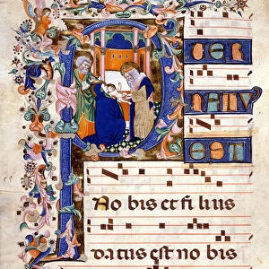 The circumcision of Christ in a lettrine P. Partition (Choral