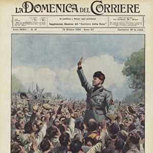 The Duce Among the Acclamant People (colour litho)