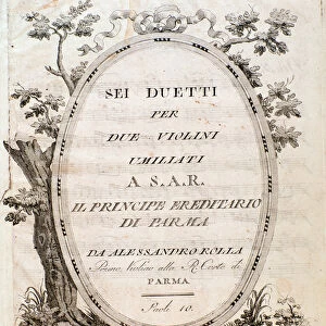 Frontispiece of musical score of Six duets for two violins by Rolla