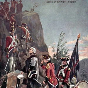 General Wolfe climbing The Heights of Abraham (colour litho)