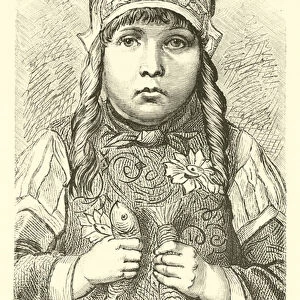 Girl from the Isle of Marken, in the Zuider Zee (engraving)
