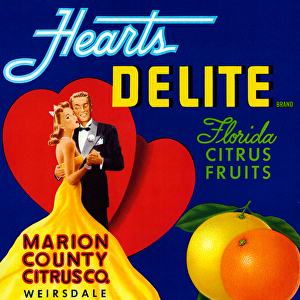 Hearts Delite Fruit Crate Label, c. 1920 (lithograph)