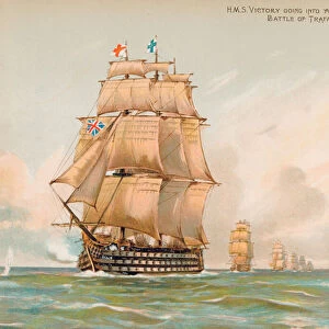 HMS Victory at the Battle of Trafalgar, 1805 (chromolitho)