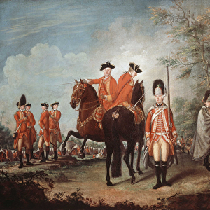 Two Horses of the Regiment, 25th Regiment of Foot, Menorca, c. 1769 (oil on canvas)