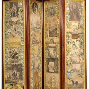 Late Victorian scrap screen (mahogany)