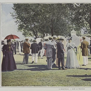 On the lawn at Deauville racecourse, France (colour photo)