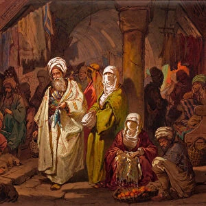 Le grand bazar (souk, marche oriental) - The Grand Bazaar - By Amedeo Preziosi (1816-1882) Watercolour on paper (45, 5x67cm) - Pera Museum, Istanbul