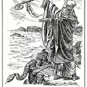 Lloyd George as St. David of Wales, expels the snake of mistrust and establishes the Irish Free State, December, 1921 (litho)