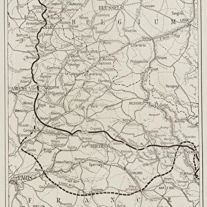 Map of the Western Front at the beginning of the Allied offensive on the Somme, France, World War I, July 1916 (litho)