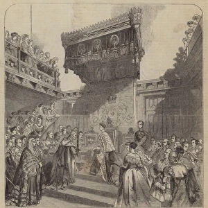 Opening of Parliament, Her Majesty the Queen ascending the Throne in the House of Lords (engraving)