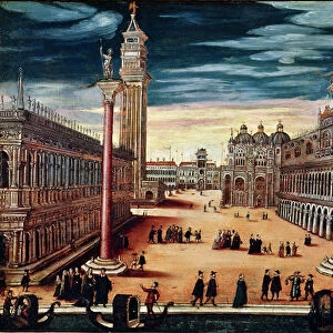 The Piazzetta di San Marco, Venice (oil on canvas)