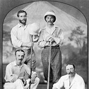 Portrait of Four European Men in Japan, c. 1870s (b / w photo)