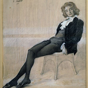 portrait of the writer Zinaida Gippius (1869-1945). (chalk and sanguine)