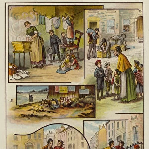 Poverty in late Victorian Britain (chromolitho)