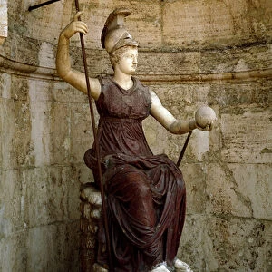 Roman art: "the goddess Rome lifting the universe in her hand"