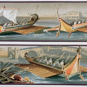Roman Sailboats and Rowing Boats, after frescoes in the Temple of Isis in Pompeii