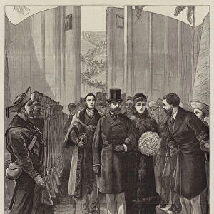 The Royal Visit to Swansea, the Prince and Princess of Wales opening the new Dock (engraving)