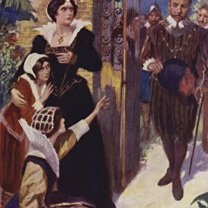 Sir Francis Drake makes a hurried call at Panama (colour litho)