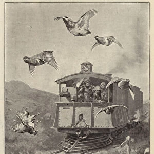 Sport and War, shooting Partridges from an Armoured Train (litho)