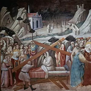 St. Helena digs to find the True Cross, from the Legend of the True Cross Cycle by Agnolo Gaddi, chapel of the Basilica of Santa Croce, Florence, c. 1380 (fresco)