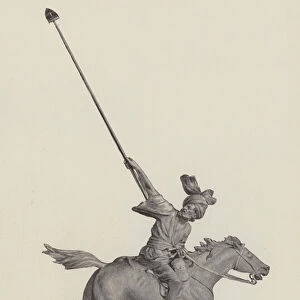 Tent-Pegging Challenge Trophy for Indian Cavalry (b / w photo)