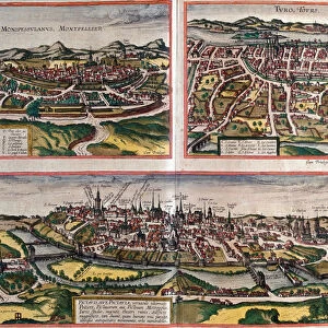 Views of Montpellier (Monspessulanus), Tours (Turo) and Poitiers (Pictavis)