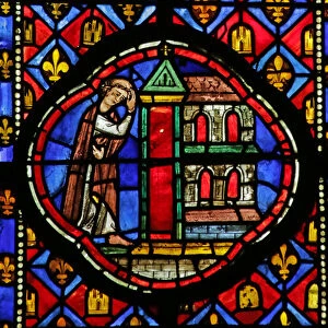 Window depicting Theophilus building a Church (stained glass)