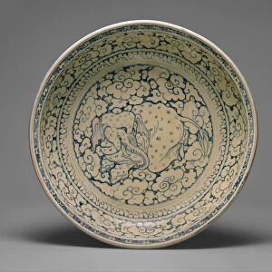 Dish Recumbent Elephant Surrounded Clouds 15th-16th century