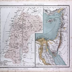 Israel, Syria, Palestina, atlas by Th. von Liechtenstern and Henry Lange, antique