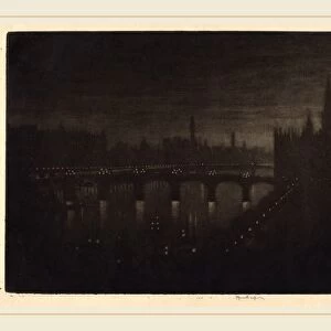 Joseph Pennell, Westminster, Evening, American, 1857-1926, 1909, mezzotint