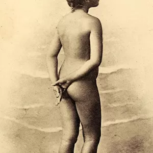 Nude standing women 1905 postcards Black white photographs