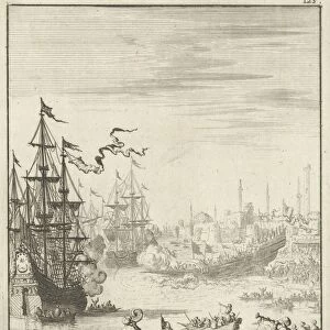 Turkish galley is launched, Jan Luyken, 1681