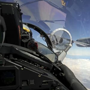 Italian Air Force EF2000 during an in-flight refuelling with a French C-135FR tanker