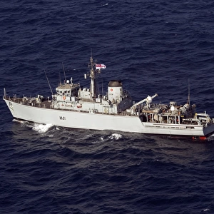 The Royal Navy mine countermeasures ship HMS Quorn