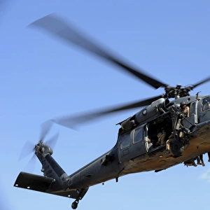 A U. S. Air Force HH-60 Pavehawk comes in for a landing