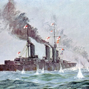 Battlecruiser HMS Lion coming into action, Battle of Jutland 31 May - 1 June 1916