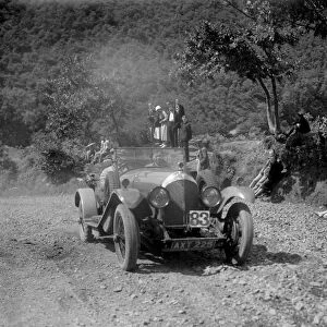 Bentley open 4-seater of FE Elgood competing in the Mid Surrey AC Barnstaple Trial, 1934