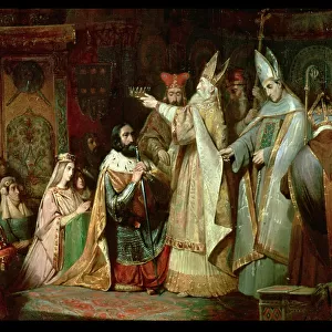 Charlemagne is crowned king of the Lombards in 774