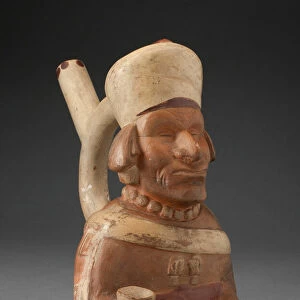 Handle Spout Vessel in the Form of Blind Man Holding a Cup, 100 B. C. / A. D. 500