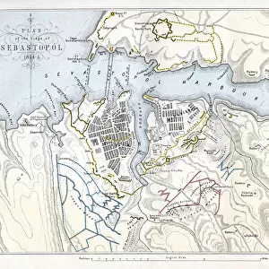 Map showing the Siege of Sevastopol, Crimean War, 1854-1855, (1893). Artist: Robert Walker