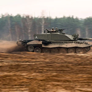 Challenger 2 Tank Moving Quickly During Exercise in Poland