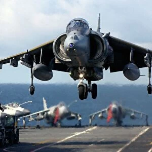 A Harrier GR7 of 1 Squadron RAF took part in Deck Operations on-board HMS Illustrious