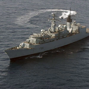 HMS Campbeltown, a Type 22 Frigate, conducted a helicopter exercise over the Red Sea