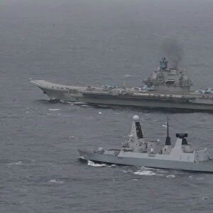 HMS Dragon with Russian Aircraft Carrier Admiral Kuzetsov