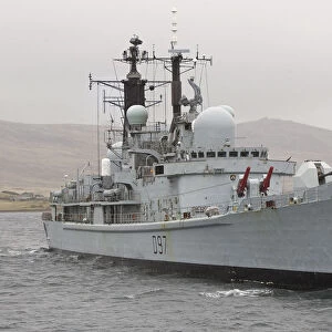 HMS Edinburgh anchored in San Carlos Bay, Falkland Islands