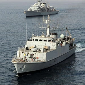HMS Grimsby and HMS Monmouth During Exercise Khanjar Ha ad near Oman