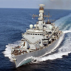 HMS Kent carries out manoeuvres off the coast of Djibouti