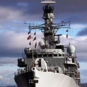 HMS Lancaster sails across Gareloch